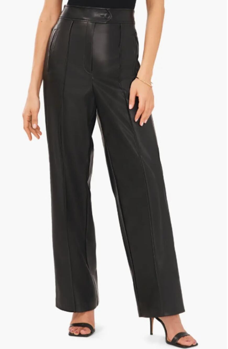 HALOGEN Women's Faux Straight Leather Pants Size 18W Rich Black High Rise NWT